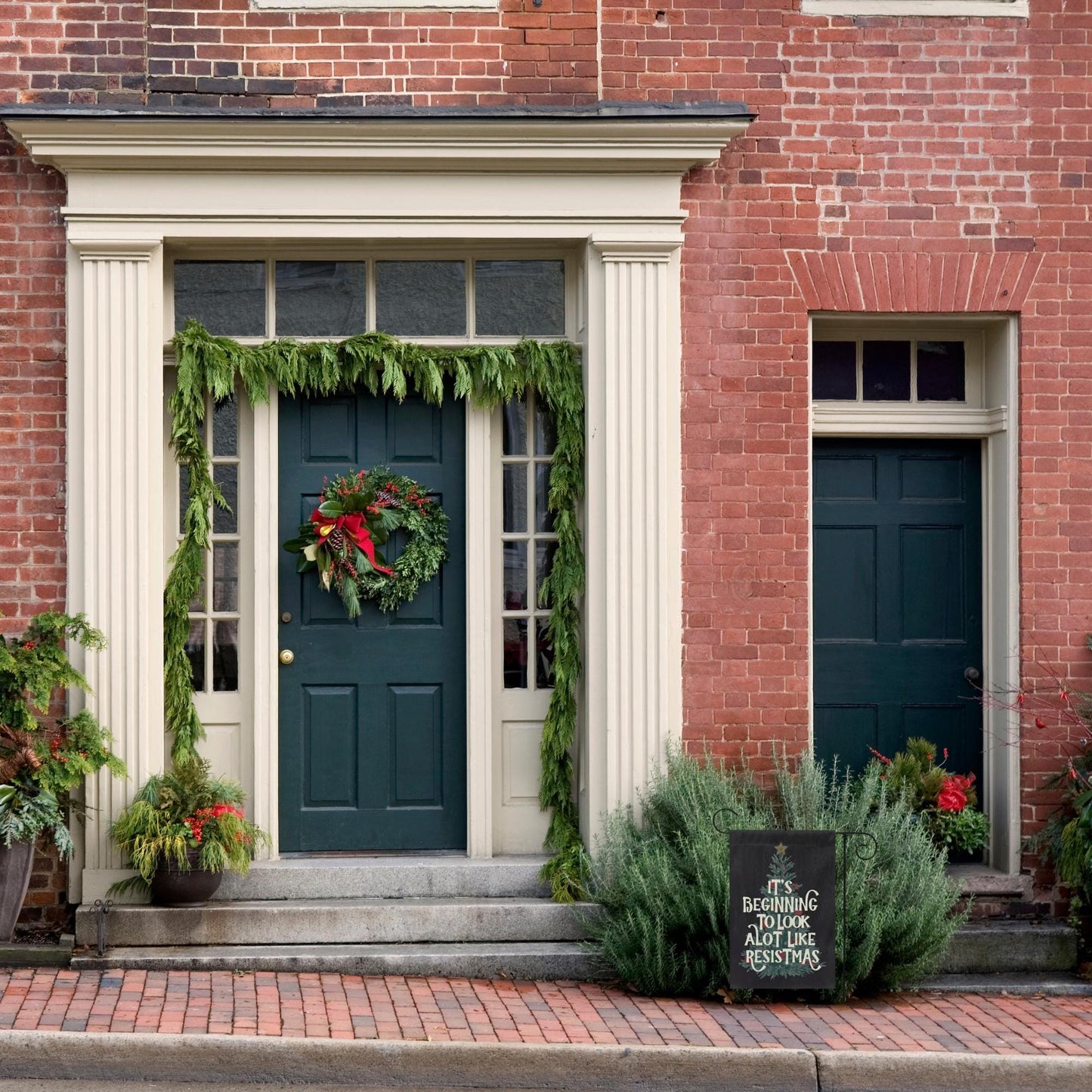 merry resistmas retro defend equality garden flag, all I want for christmas is democracy, anti trump af yard sign, unapologetic democrat