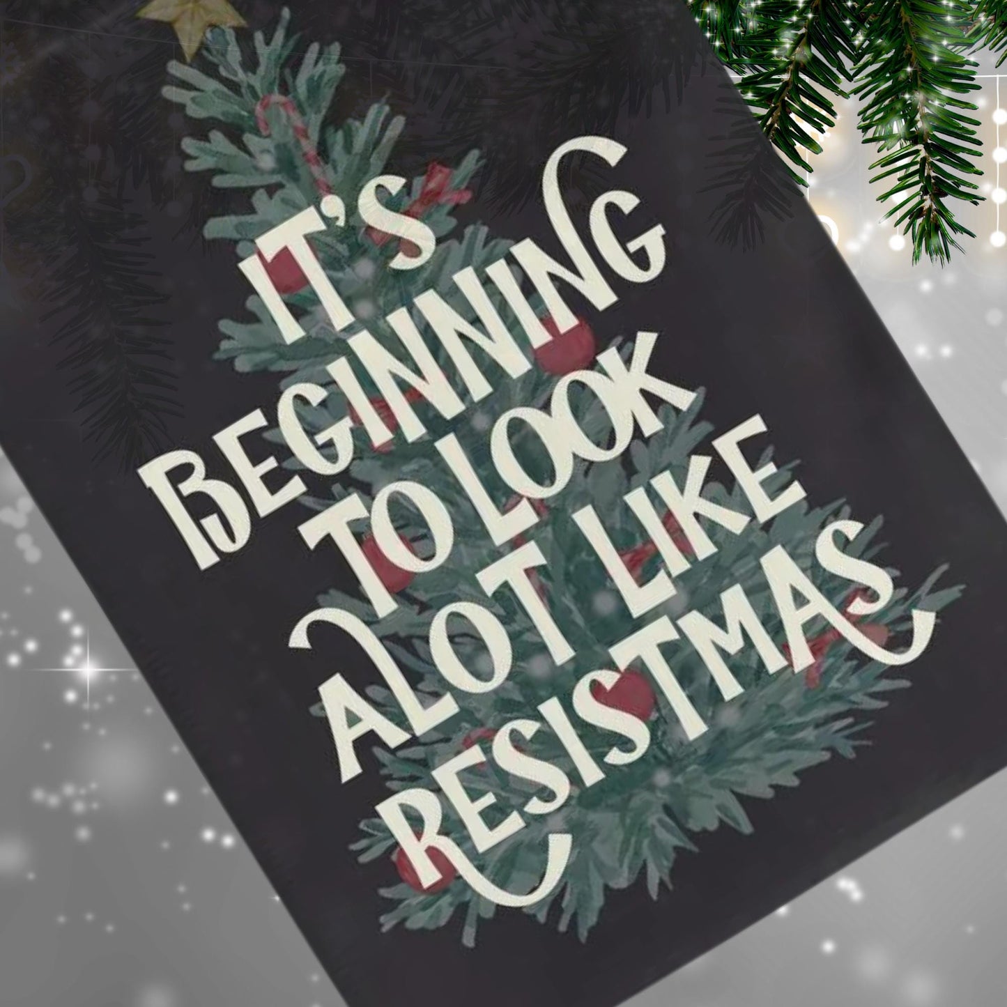 merry resistmas retro defend equality garden flag, all I want for christmas is democracy, anti trump af yard sign, unapologetic democrat