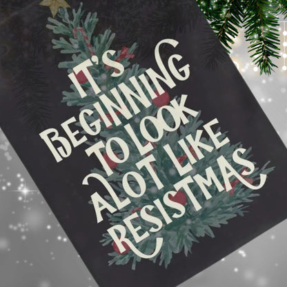 merry resistmas retro defend equality garden flag, all I want for christmas is democracy, anti trump af yard sign, unapologetic democrat