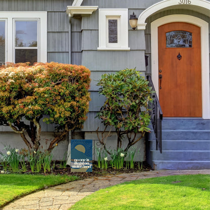 no one is illegal on stolen land mini equality garden flag, no human is illegal, pro America anti trump yard sign, pro immigrant democrat