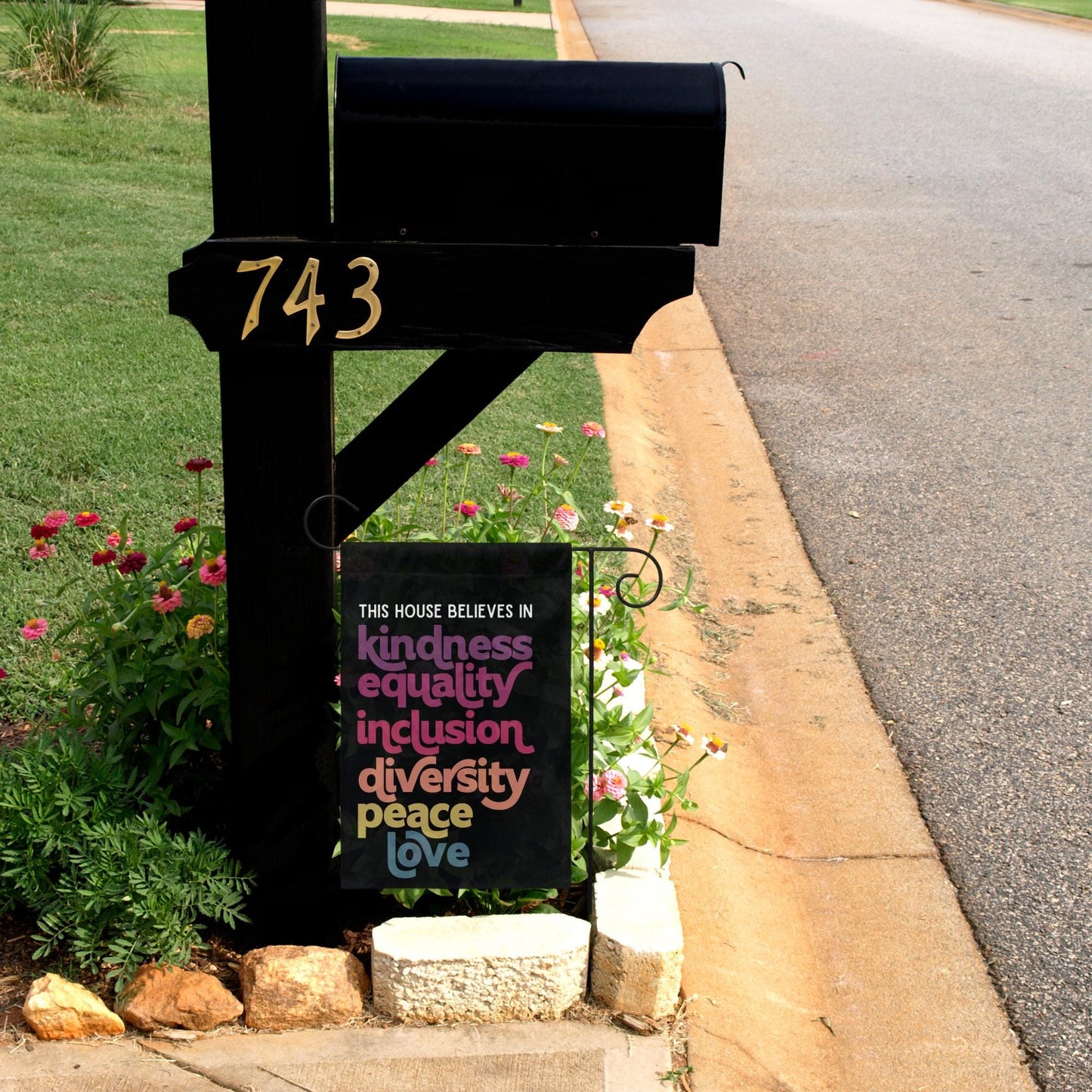 In This House We Believe in Kindness Equality Inclusion Diversity Peace Love Garden Flag, In This House We Believe Sign, Equality is Greater