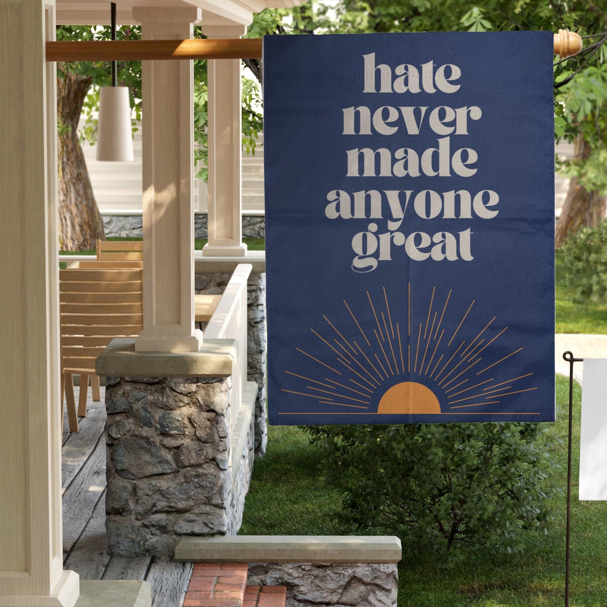 hate never made anyone great boho garden flag, not my president yard sign, don't look at me I voted for her, unapologetic democrat banner