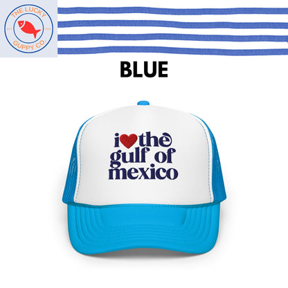 I love the Gulf of Mexico trucker hat, proud democrat hat, anti trump hat, you're in a cult, is he dead yet, FDT hat, I dissent ball cap