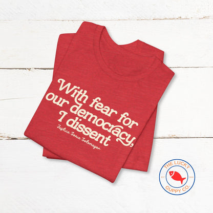 with fear for our democracy I dissent tshirt, deport elon tshirt, subtle f trump, are your eggs cheaper yet, hate never made America great