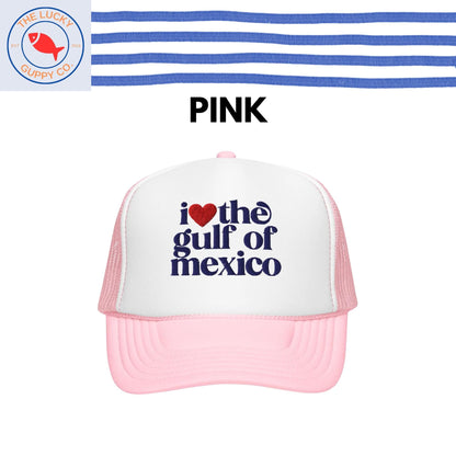 I love the Gulf of Mexico trucker hat, proud democrat hat, anti trump hat, you're in a cult, is he dead yet, FDT hat, I dissent ball cap