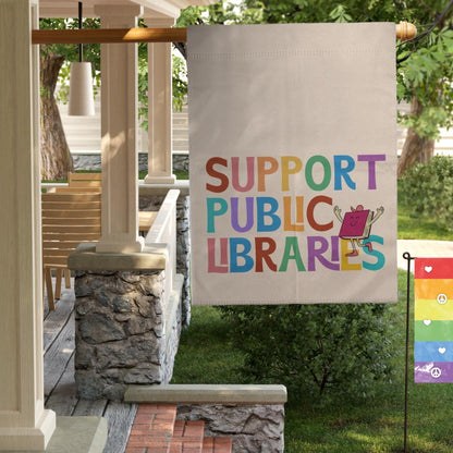 support public libraries house flag, ban assault rifles not books, ban ignorance not books, justice and literacy for all, freadom yard sign