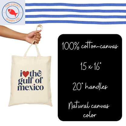 I love the Gulf of Mexico canvas tote bag, pro america anti trump sign, defend democracy, against fascism bag, liberal grocery bag gift