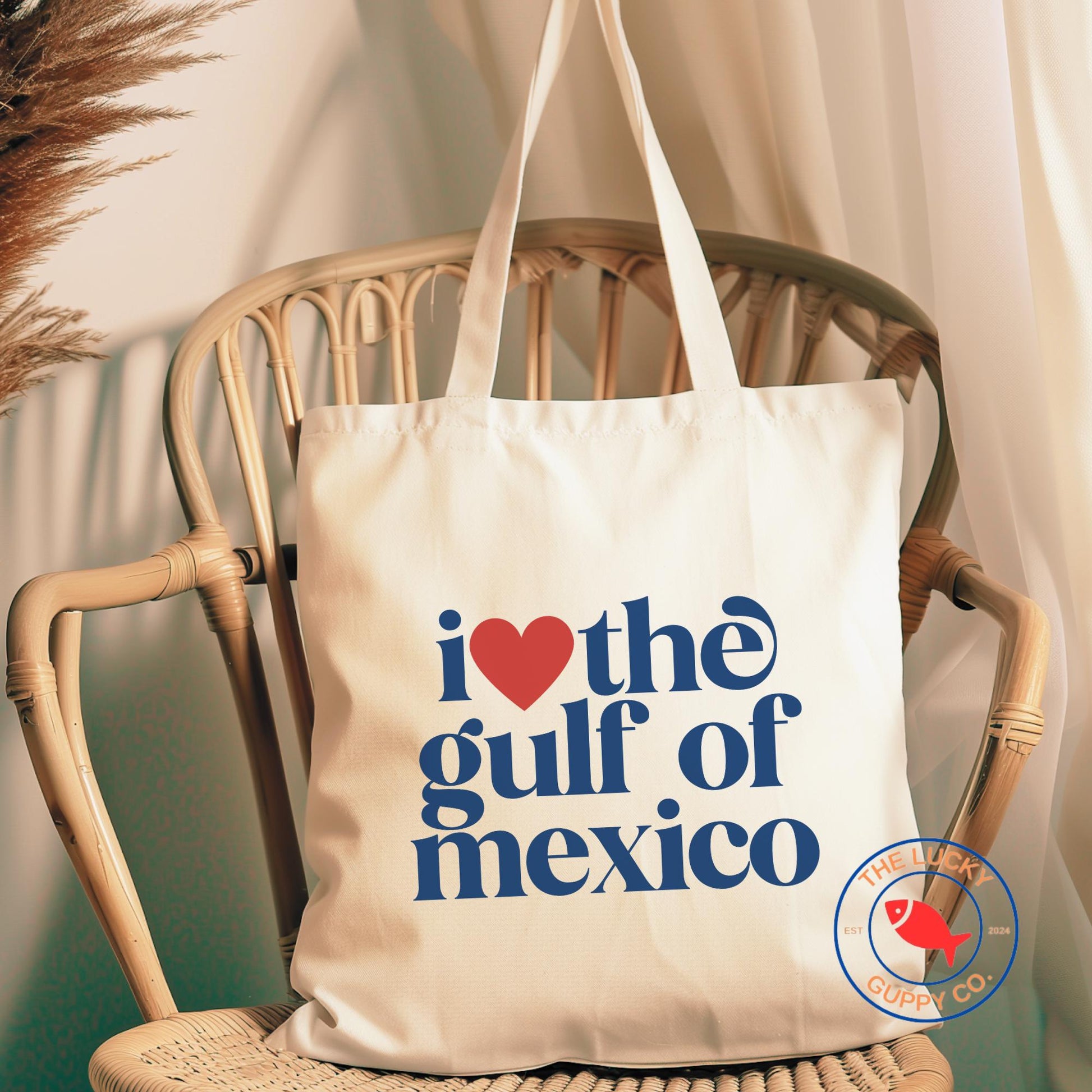 I love the Gulf of Mexico canvas tote bag, pro america anti trump sign, defend democracy, against fascism bag, liberal grocery bag gift