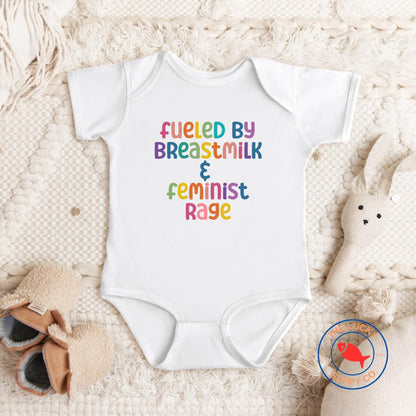 fueled by breastmilk and feminist rage onesie(R), little feminist shirt, girl baby shower gift, liberal kid gift, pee on the patriarchy tee