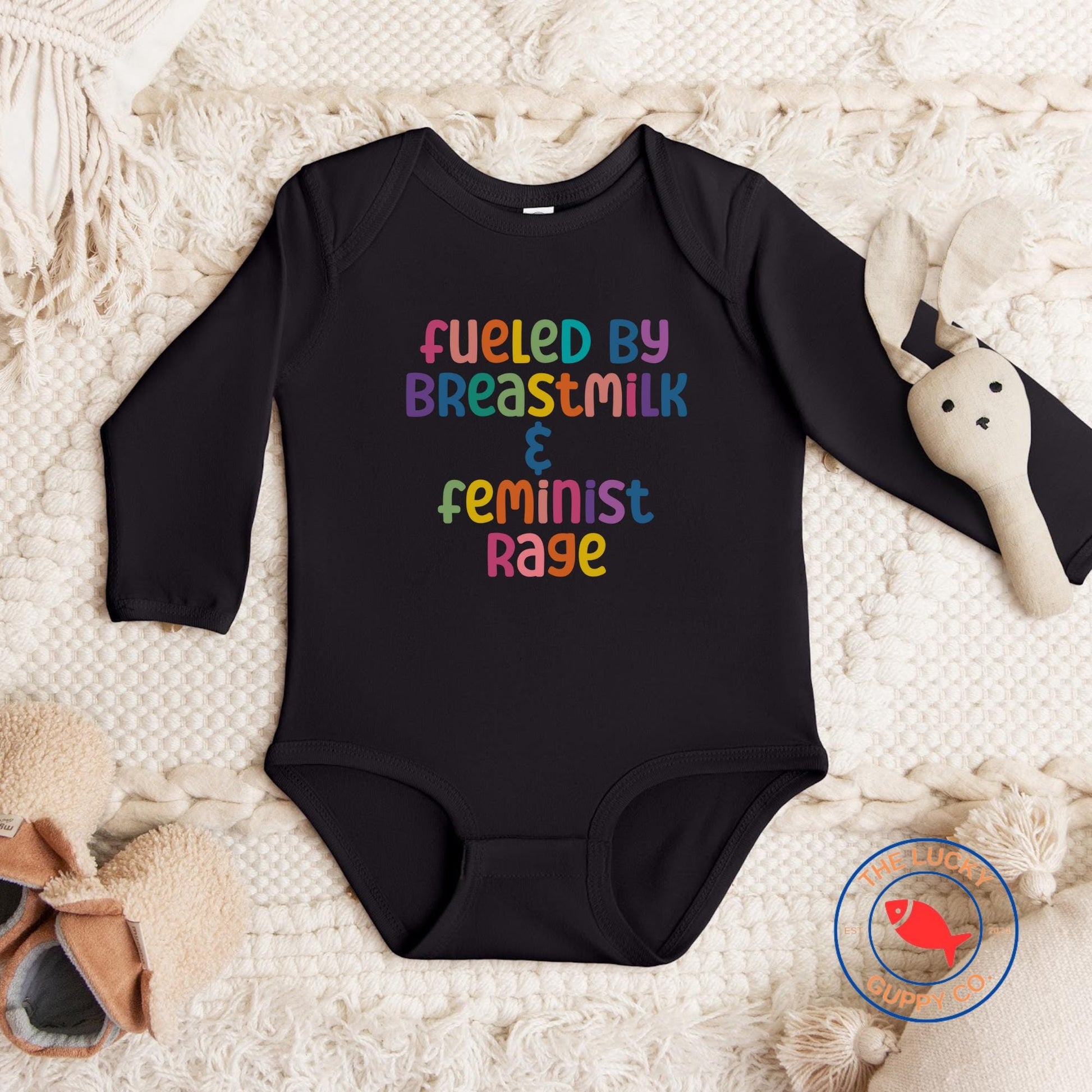fueled by breastmilk and feminist rage onesie(R), little feminist shirt, girl baby shower gift, liberal kid gift, pee on the patriarchy tee