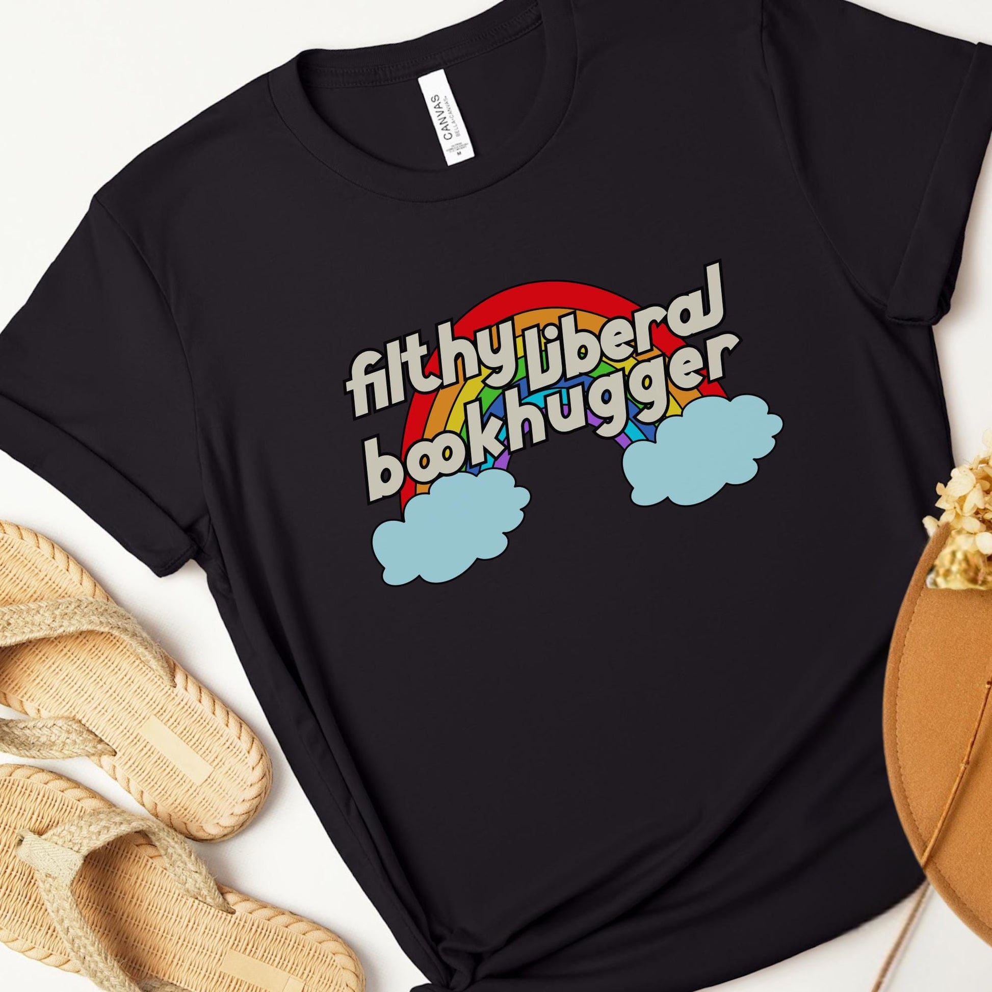 filthy liberal book hugger rainbow unisex tshirt, support public libraries, ban assault rifles not books, make america read again, freadom