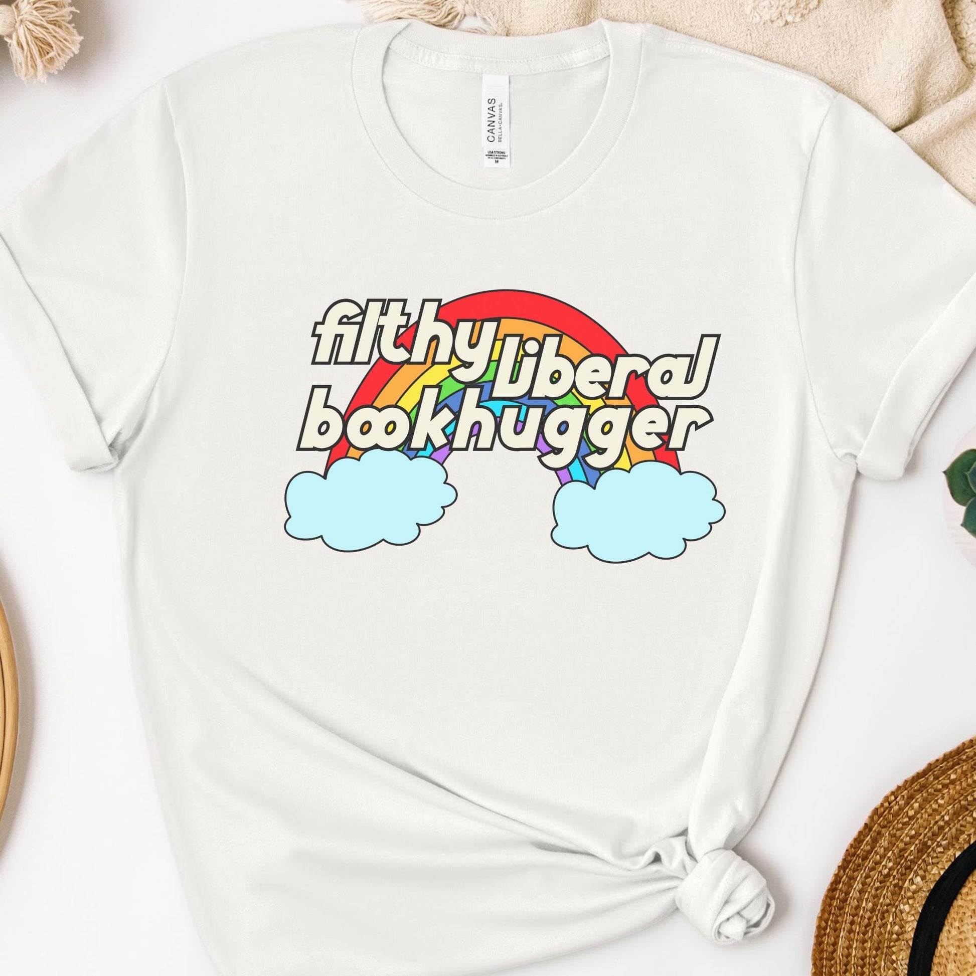 filthy liberal book hugger rainbow unisex tshirt, support public libraries, ban assault rifles not books, make america read again, freadom