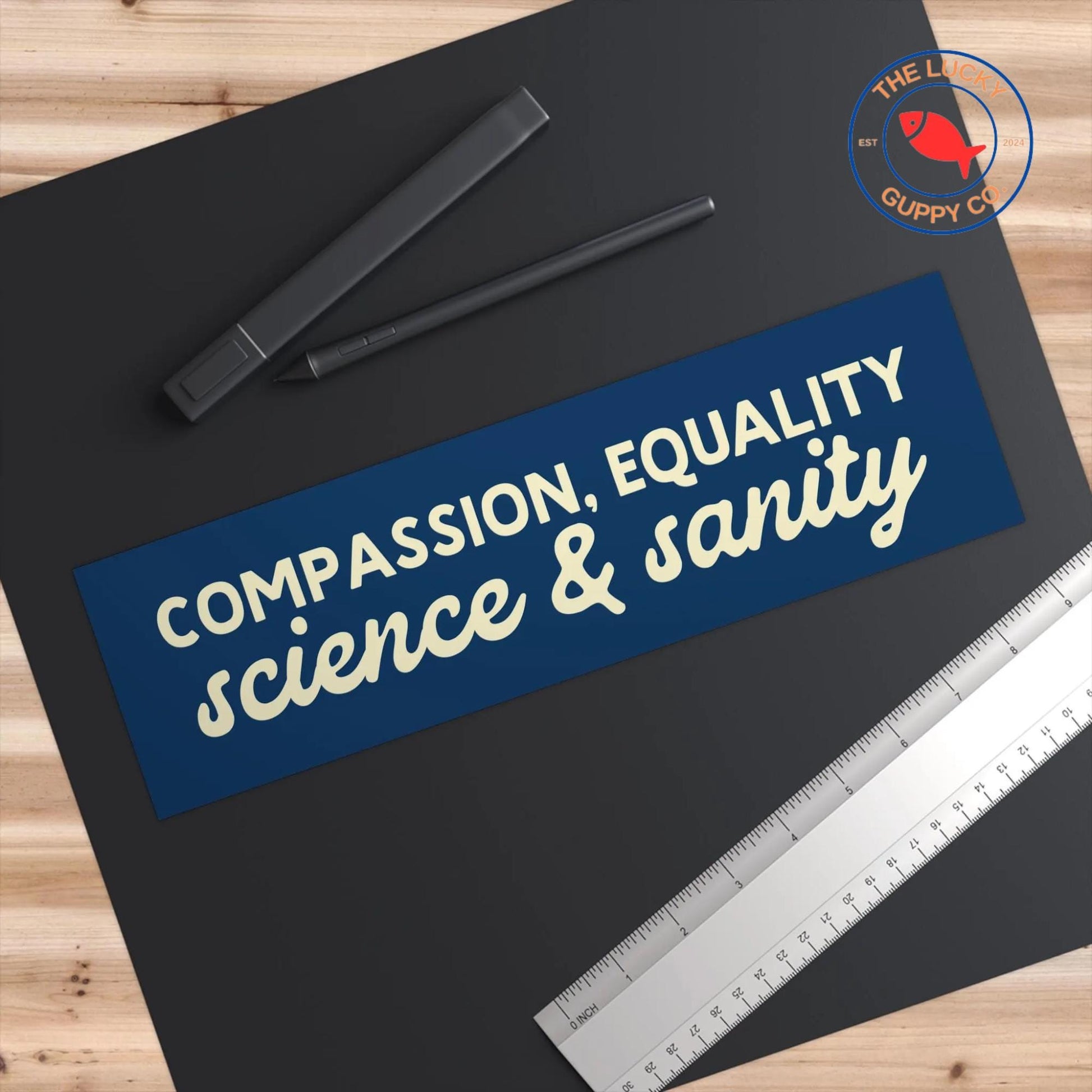 compassion equality science and sanity bumper sticker, make empathy great again, practice radical empathy, in science we trust car sticker