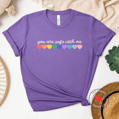 You are Safe with Me TShirt, Proud LGBTQ Ally Shirt, Abide No Hatred, Everyone is Welcome Here Shirt, One Human Family, Support Trans Youth