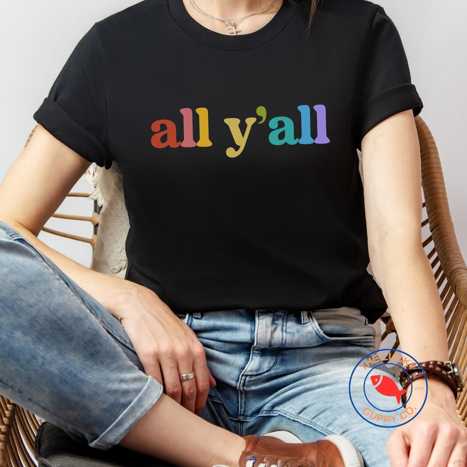 all y'all LGBTQ pride unisex tshirt, ally cat, this is a safe space, all are welcome here, support your fruity friends, one human family