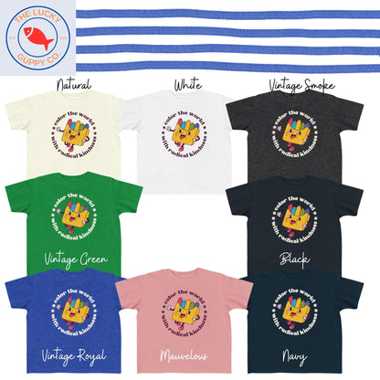 color the world with radical kindness toddler tshirt, make empathy great again, love is love is love, raise them kind, one human family tee