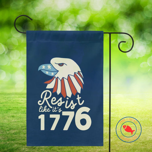 resist like it's 1776 independence day flag, progressive Fourth of July, stars stripes and human rights, with liberty and justice for all