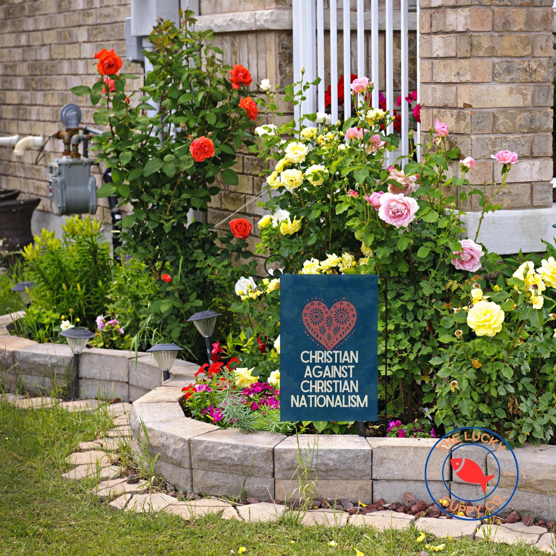 Christian Against Christian Nationalism Flag, One Human Family, No Human Is Illegal, Pro DEI Sign, Keep the Immigrants Deport the Racists