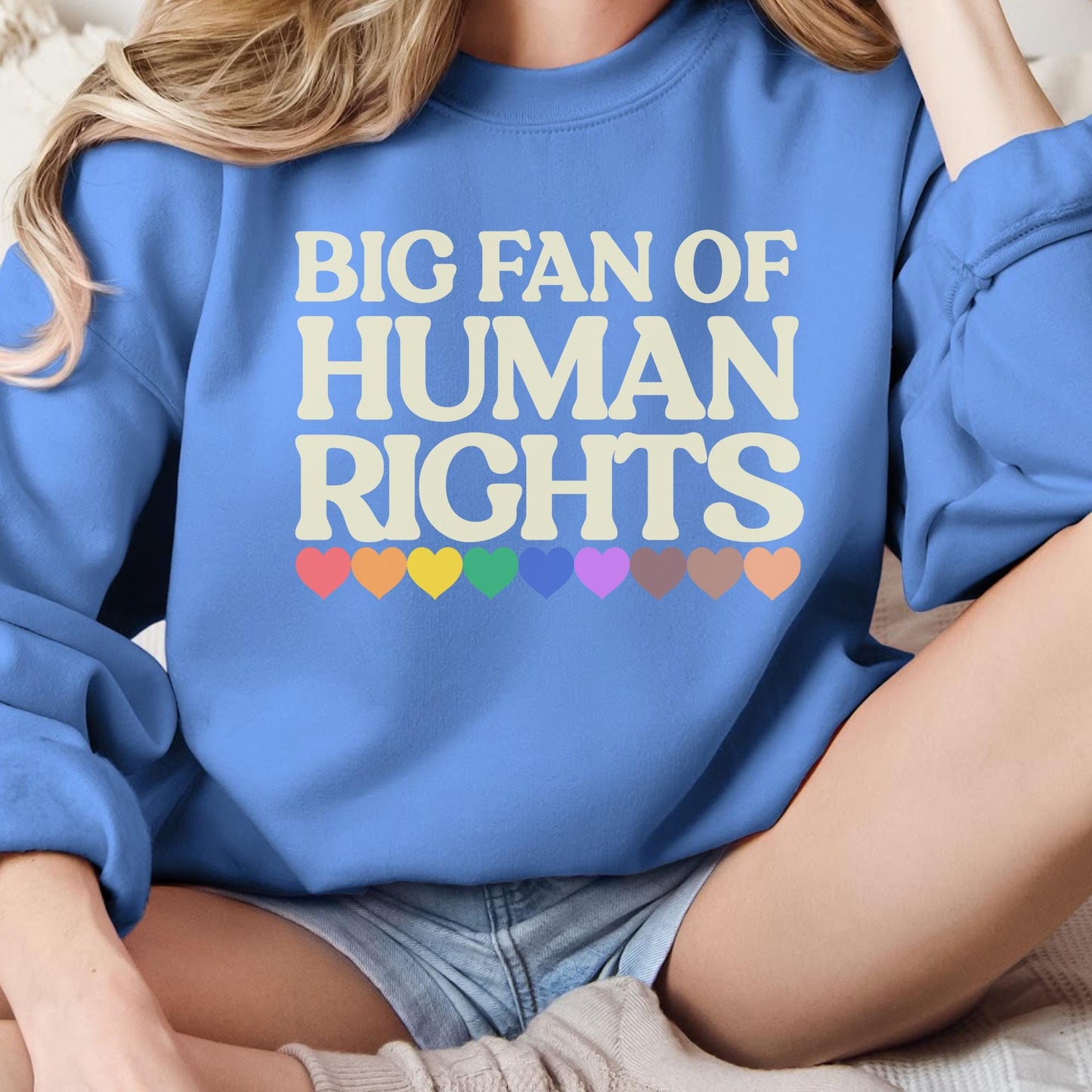 Big Fan of Human Rights Unisex Sweatshirt, Defend Equality Tee, Practice Radical Empathy, No Human is Illegal, Radicalized by Basic Decency