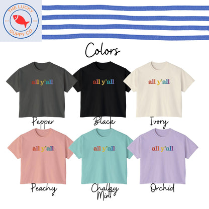 all y'all rainbow womens boxy tshirt, Defend Equality Rainbow Pride Shirt, Fight for Those Without Your Privilege, Create a Kinder World Tee