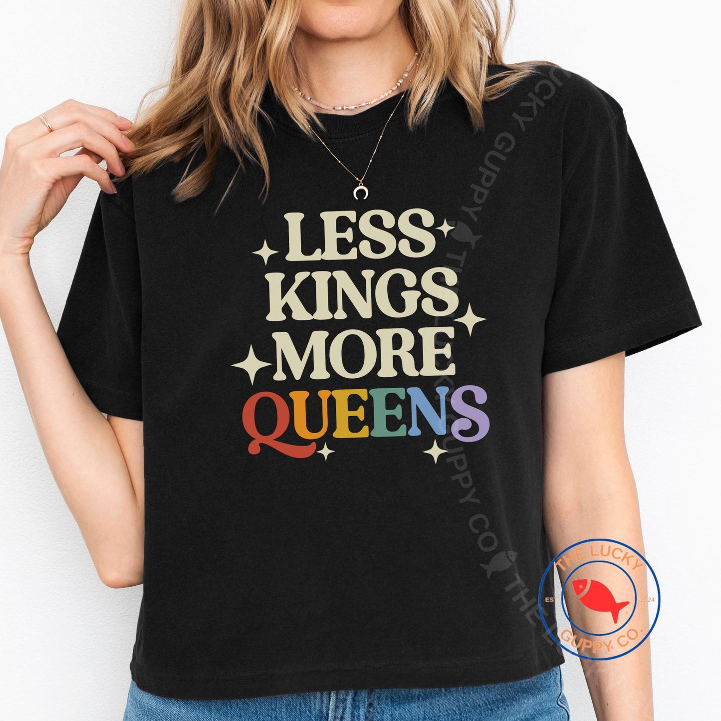 Less Kings More Queens Womens Boxy Crop Shirt, No Kings in America, Equality Hurts No One, Freedom Democracy Truth Shirt, Protect The Dolls