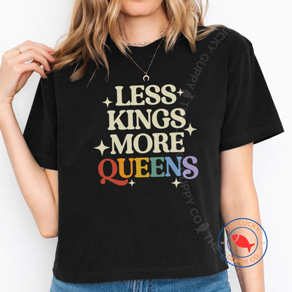 Less Kings More Queens Womens Boxy Crop Shirt, No Kings in America, Equality Hurts No One, Freedom Democracy Truth Shirt, Protect The Dolls