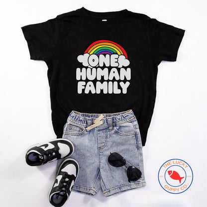 one human family toddler tshirt, support your fruity friends, raise them kind, mini feminist shirt, proud ally shirt, you are safe with me