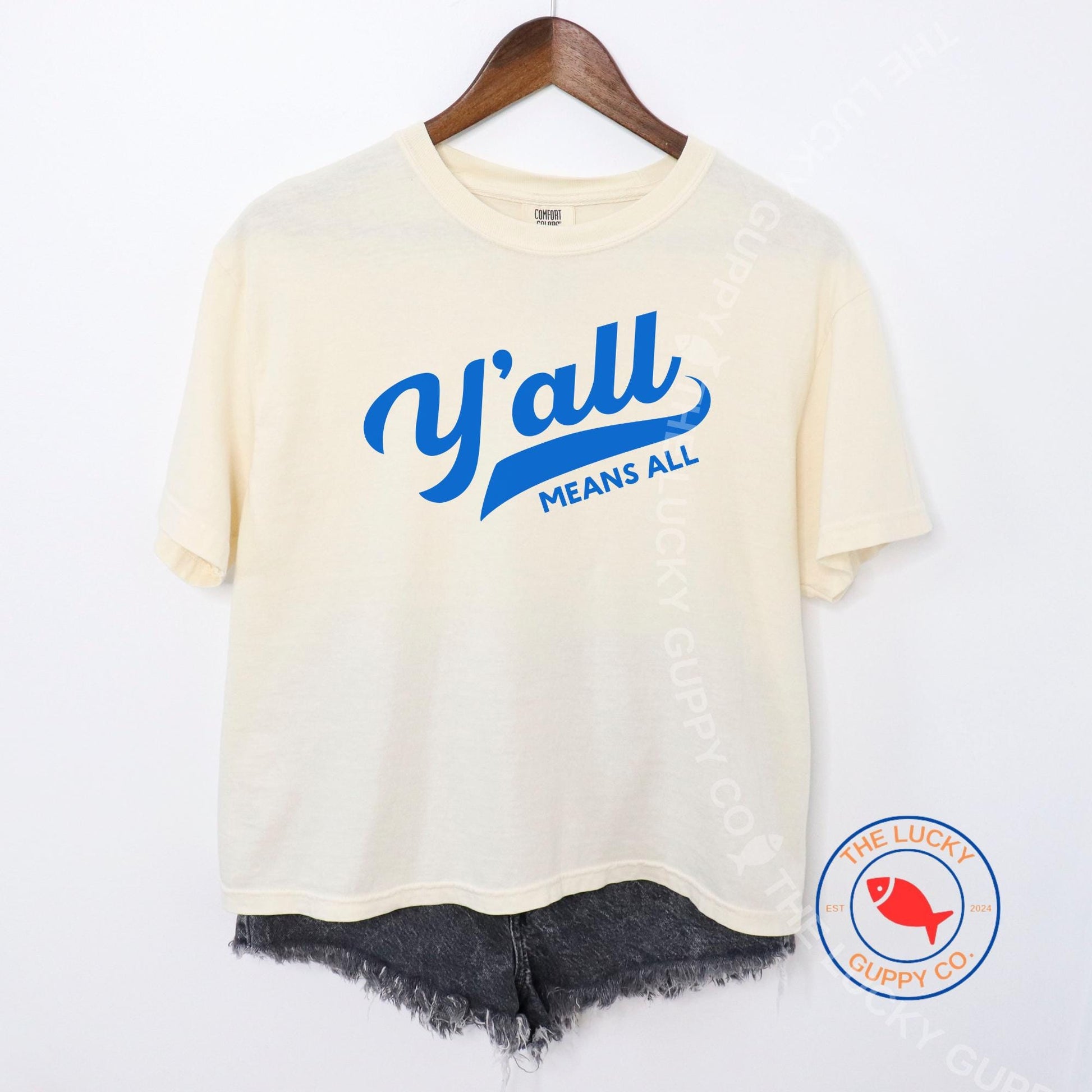 y'all means all womens boxy crop tshirt, blue dot red state sign, southern liberal tshirt, Jesus was woke, Jesus was liberal, Texas democrat