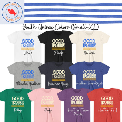 Good Trouble Retro Liberal Toddler TShirt, Protest is Patriotic, Mini Feminist Shirt, Future Democratic Voter, Fragile like a Bomb Youth Tee