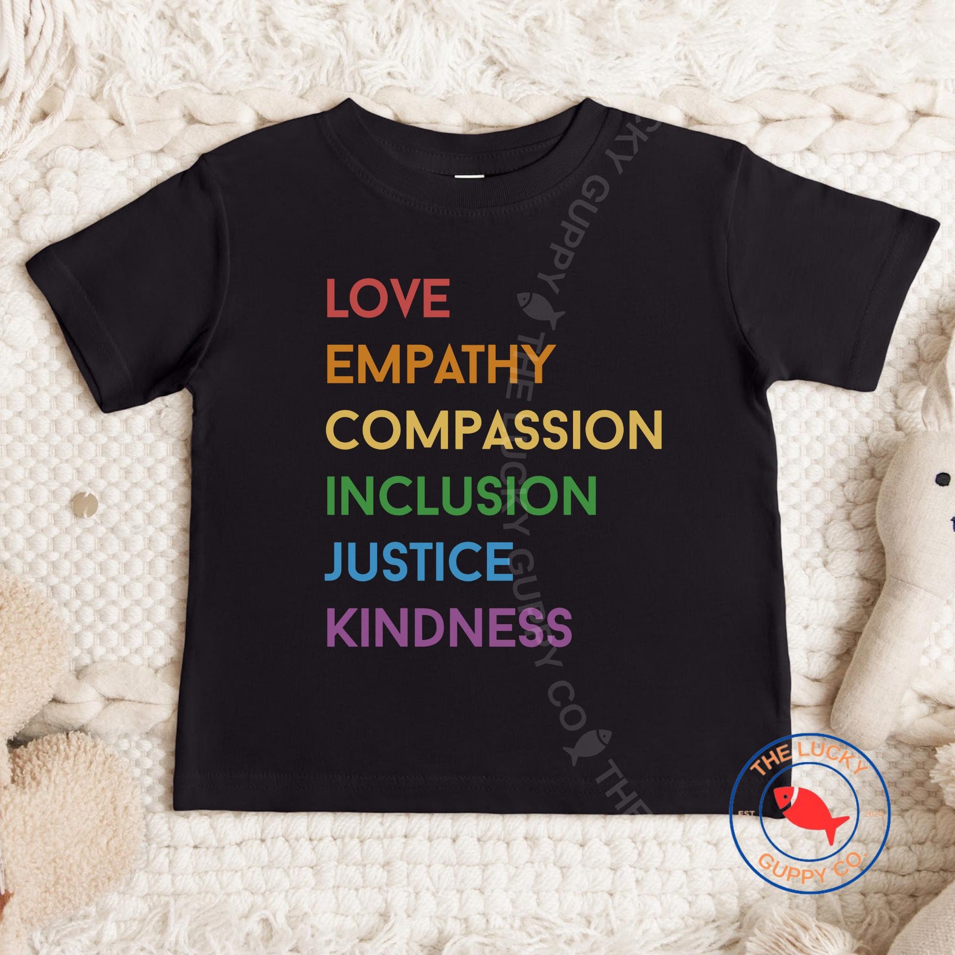 love empathy compassion inclusion justice kindness rainbow youth shirt, raised to love you, love is love is love, care about other people