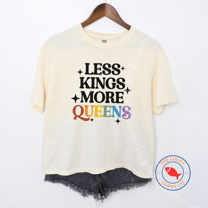 Less Kings More Queens Womens Boxy Crop Shirt, No Kings in America, Equality Hurts No One, Freedom Democracy Truth Shirt, Protect The Dolls