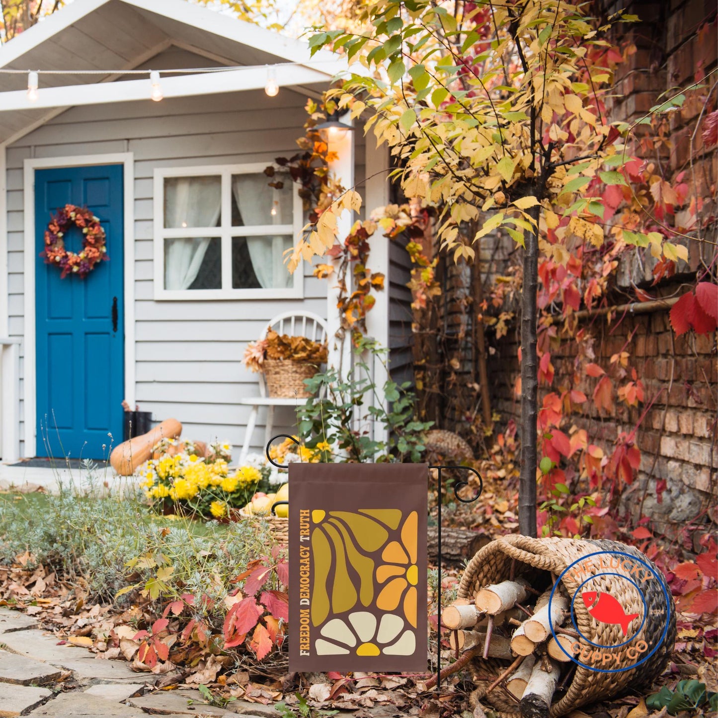 Freedom Democracy Truth Subtle FDT Fall Liberal Boho Flag, Pumpkin Spice and Equal Rights, Smash the Patriarchy, They Didn't Burn Witches