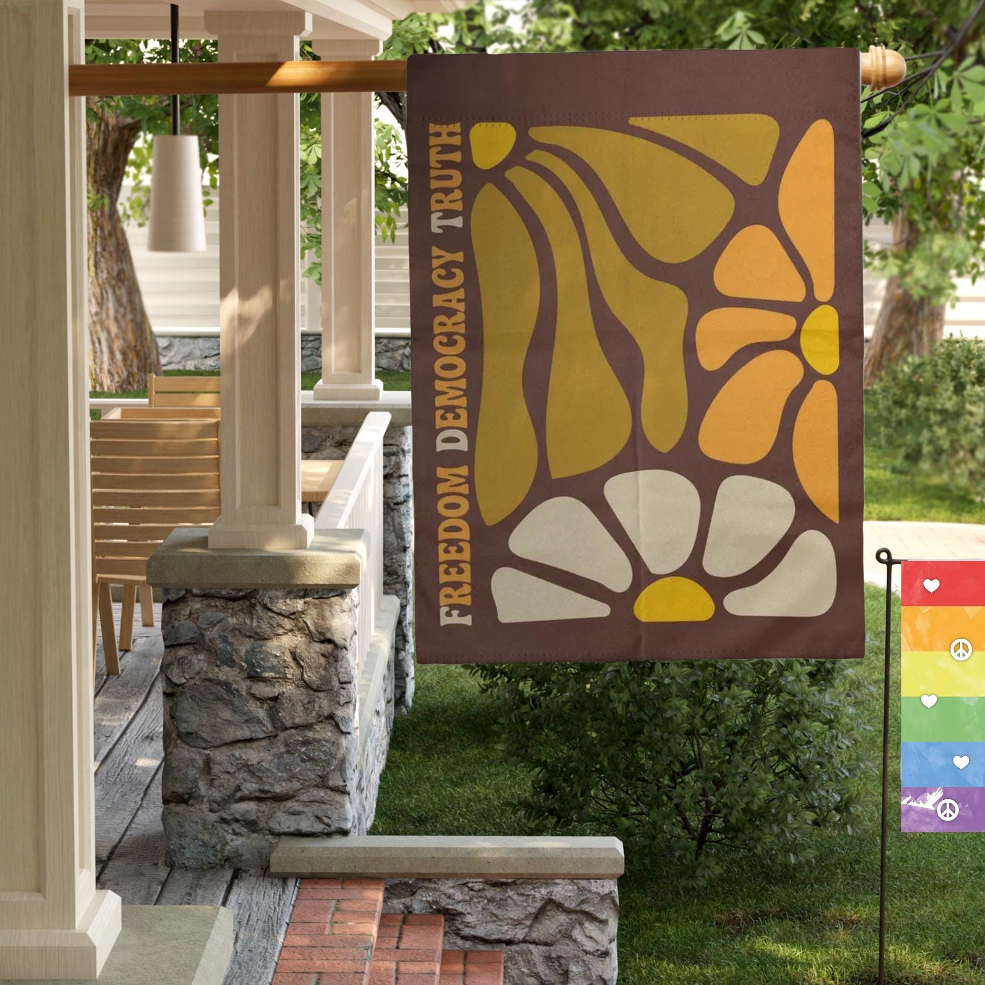 Freedom Democracy Truth Subtle FDT Fall Liberal Boho Flag, Pumpkin Spice and Equal Rights, Smash the Patriarchy, They Didn't Burn Witches