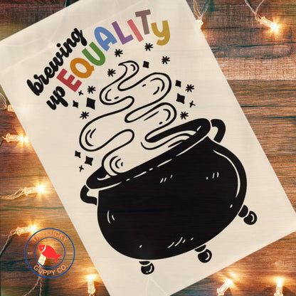 Brewing up Equality Liberal Halloween Flag, Defend Equality Yard Sign, Hex the Patriarchy, Pumpkin Spice and Equal Rights, Protect The Dolls