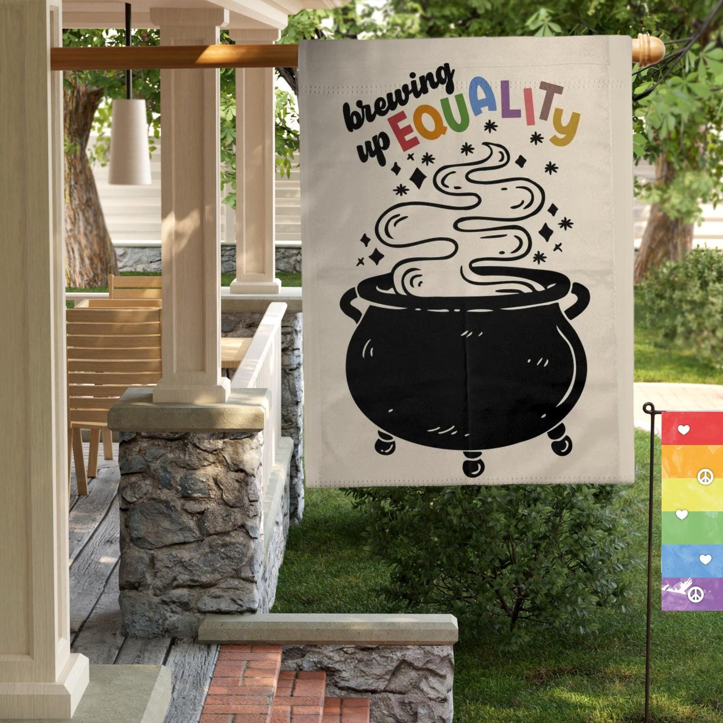 Brewing up Equality Liberal Halloween Flag, Defend Equality Yard Sign, Hex the Patriarchy, Pumpkin Spice and Equal Rights, Protect The Dolls