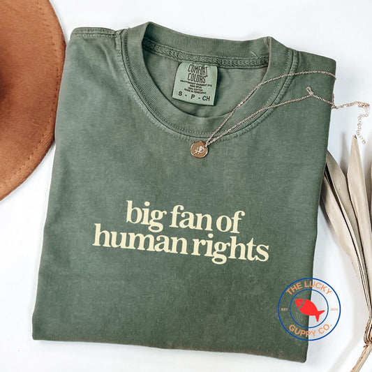 Big Fan of Human Rights Minimalist Unisex Tee, No Human is Illegal, Radicalized by Basic Decency, Make America Kind Again, Practice Empathy