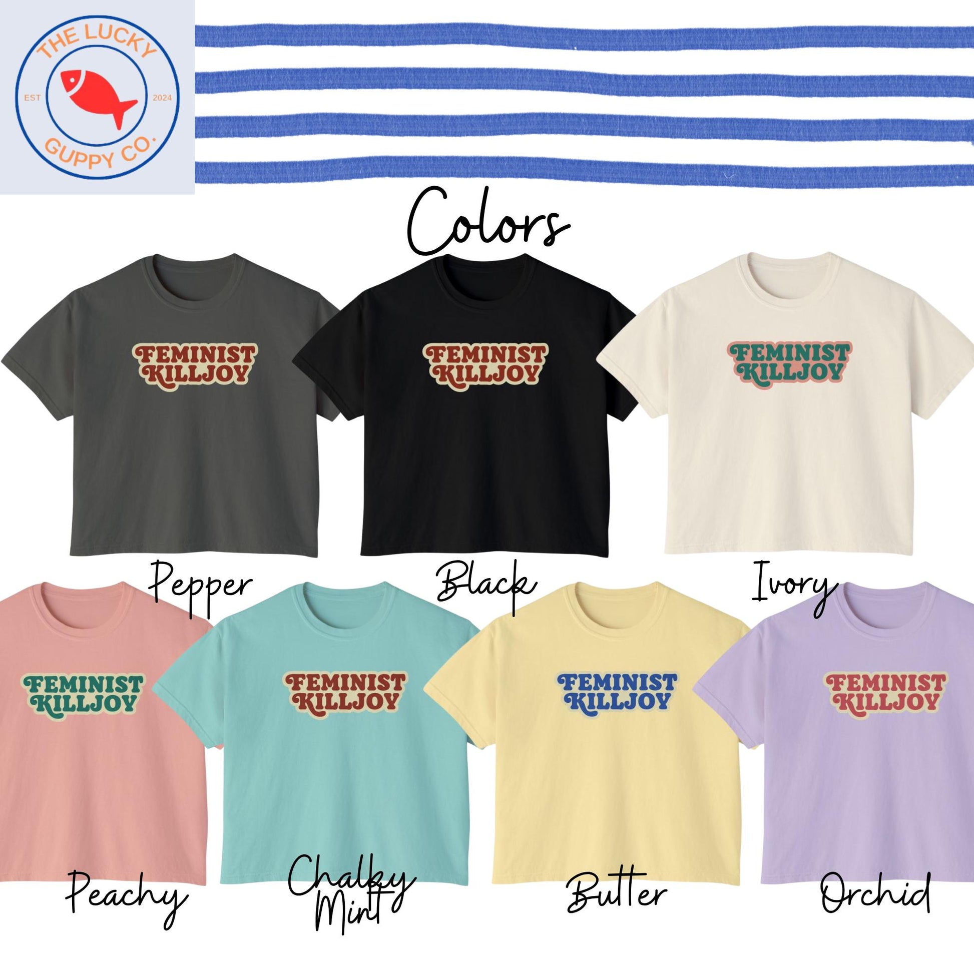 Feminist Killjoy Women's Boxy Crop TShirt, I've Heard Enough from Old White Men, Women Don't Owe You Shit, Subtle F the Patriarchy Retro Tee