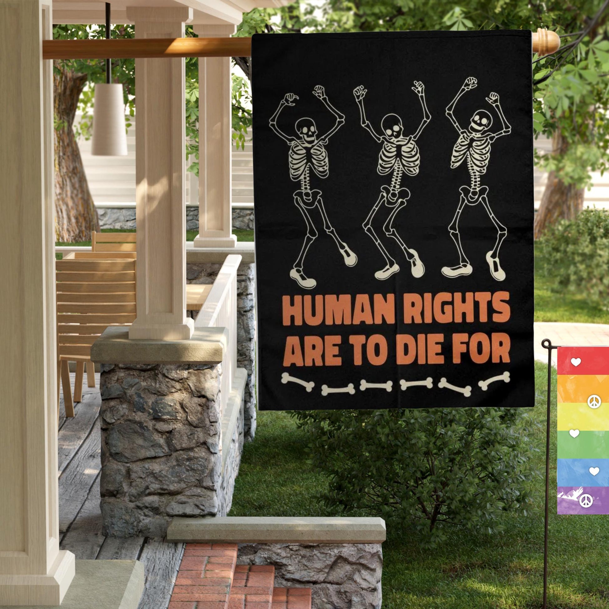 Human Rights are to Die For Liberal Halloween Flag, Fall of the Patriarchy is My Favorite Season, Spooky Liberal Feminist Witch, Fall Decor