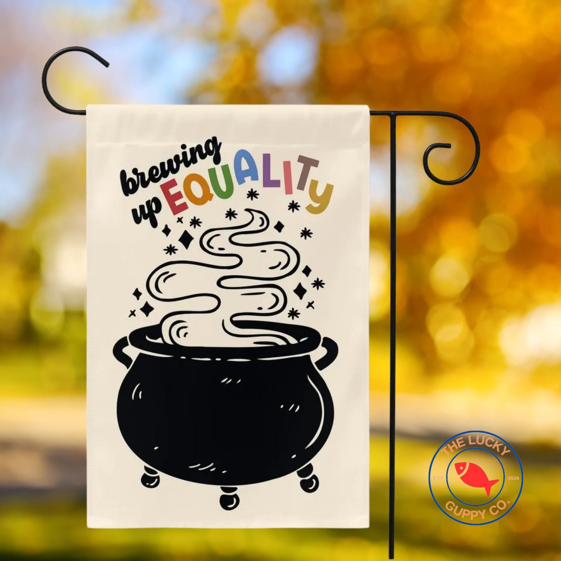 Brewing up Equality Liberal Halloween Flag, Defend Equality Yard Sign, Hex the Patriarchy, Pumpkin Spice and Equal Rights, Protect The Dolls