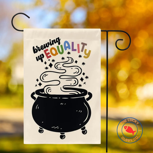 Brewing up Equality Liberal Halloween Flag, Defend Equality Yard Sign, Hex the Patriarchy, Pumpkin Spice and Equal Rights, Protect The Dolls