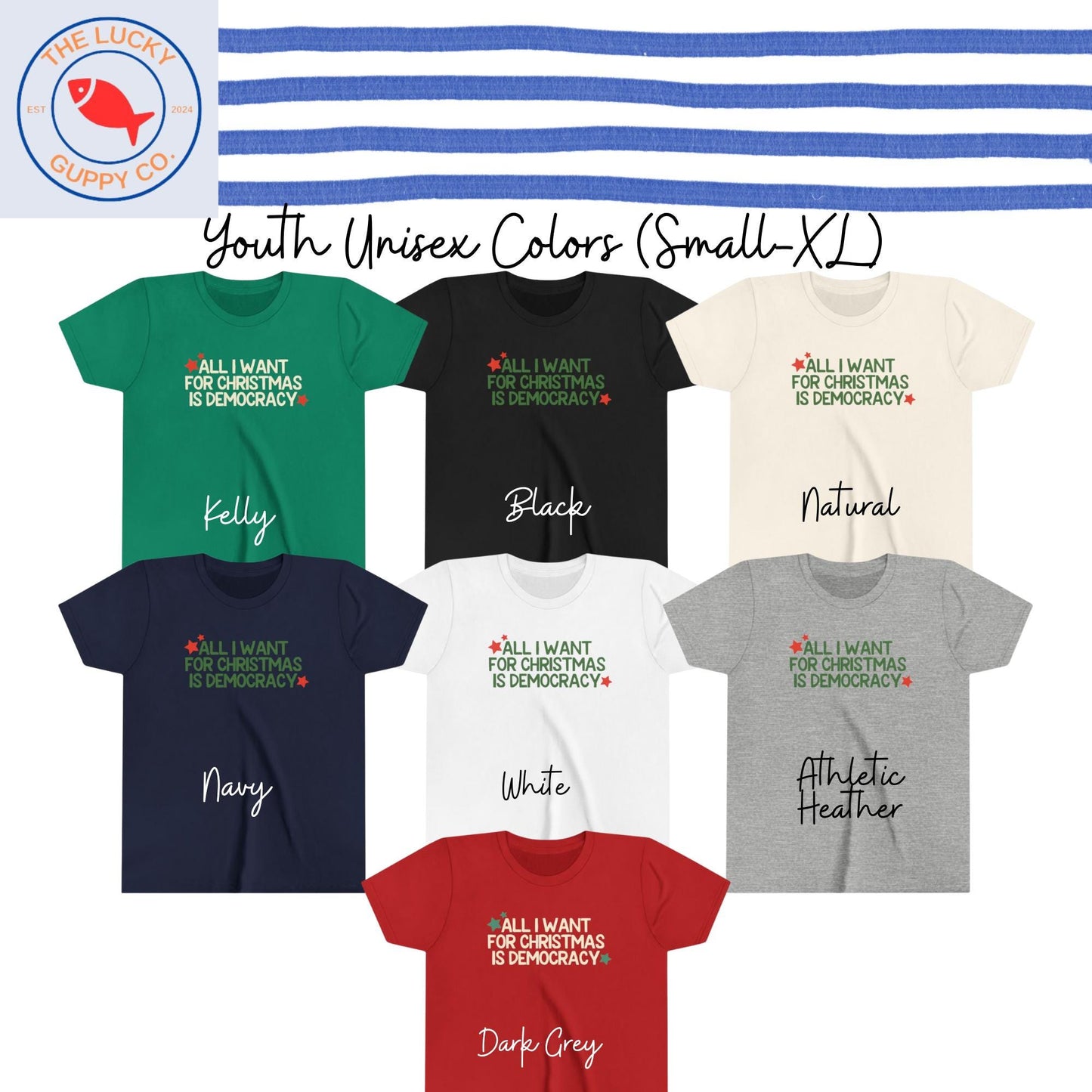 All I want for Christmas is Democracy Kids Shirt, Holiday Lights and Equal Rights TShirt, Family Christmas Shirts, Future Democrat Voter