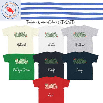 All I want for Christmas is Democracy Kids Shirt, Holiday Lights and Equal Rights TShirt, Family Christmas Shirts, Future Democrat Voter