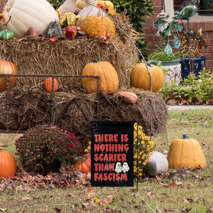 Nothing Scarier Than Fascism Liberal Halloween Garden Flag, Spooky Feminist Witch, Boil the Patriarchy Yard Sign, Anti Trump Halloween Decor