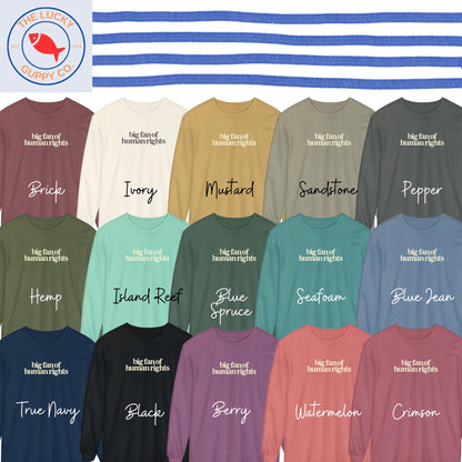 Big Fan of Human Rights Minimalist Unisex Long SleeveTShirt, No Human is Illegal, Radicalized by Basic Decency, Make Empathy Great Again