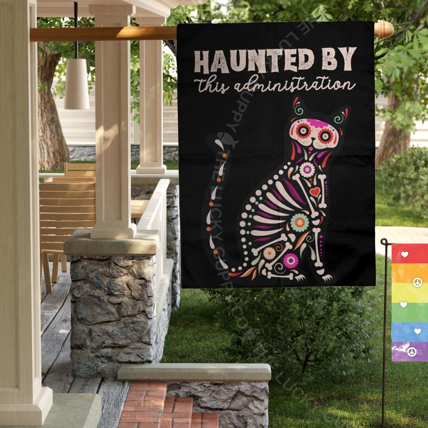 Haunted by This Administration Liberal Halloween Garden Flag, Fall of the Patriarchy, Feminist Witch Sign, Anti Trump Yard Sign, Subtle FDT