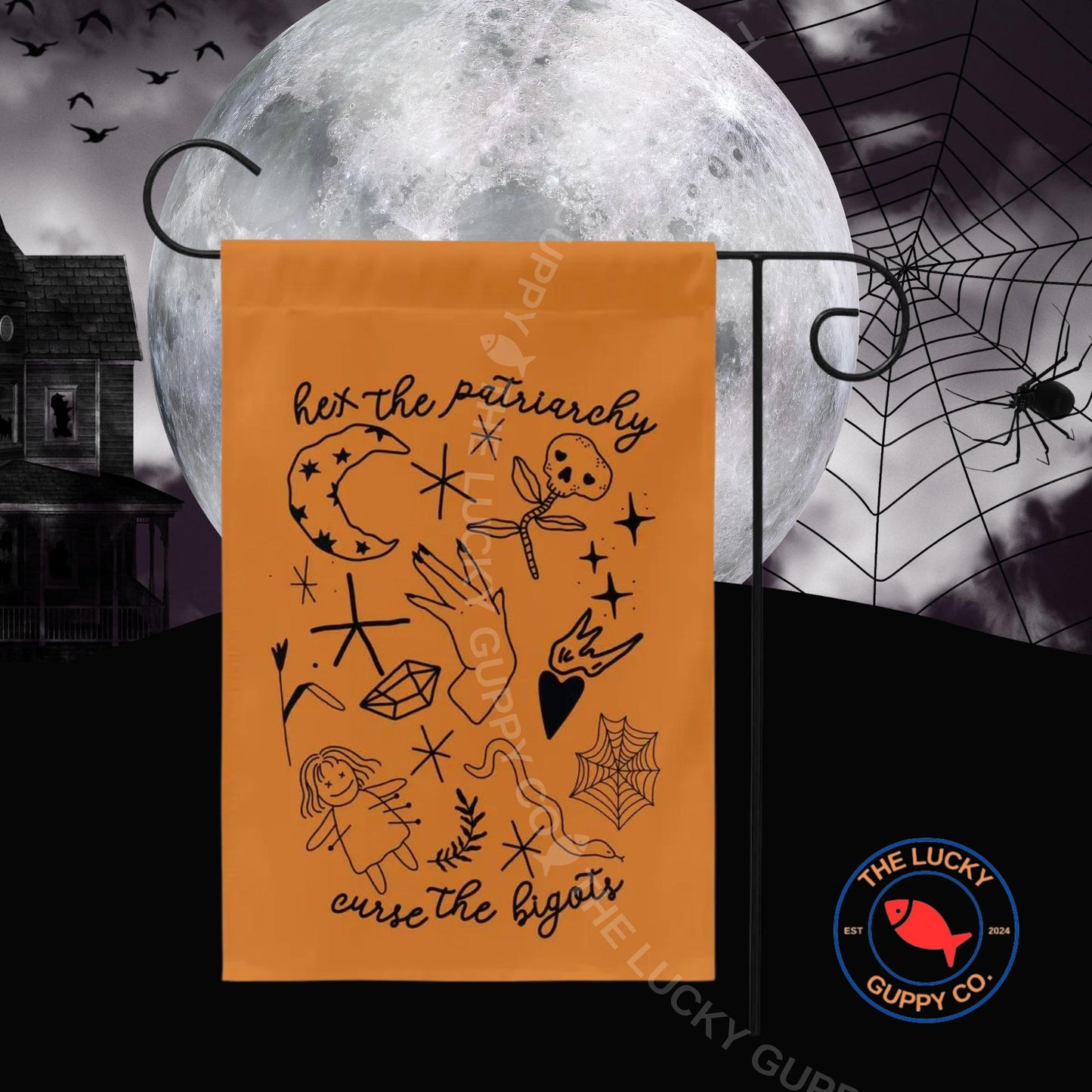 Hex the Patriarchy Curse the Bigots Liberal Garden Flag, Leftist Halloween Flag, Democracy is Dying, Fall of the Patriarchy, Feminist Witch