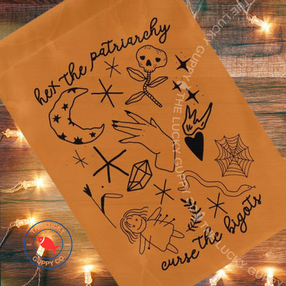 Hex the Patriarchy Curse the Bigots Liberal Garden Flag, Leftist Halloween Flag, Democracy is Dying, Fall of the Patriarchy, Feminist Witch
