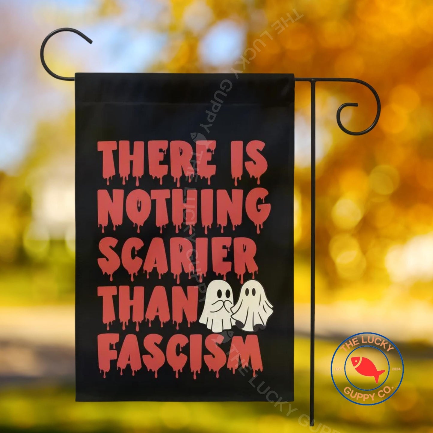 Nothing Scarier Than Fascism Liberal Halloween Garden Flag, Spooky Feminist Witch, Boil the Patriarchy Yard Sign, Anti Trump Halloween Decor
