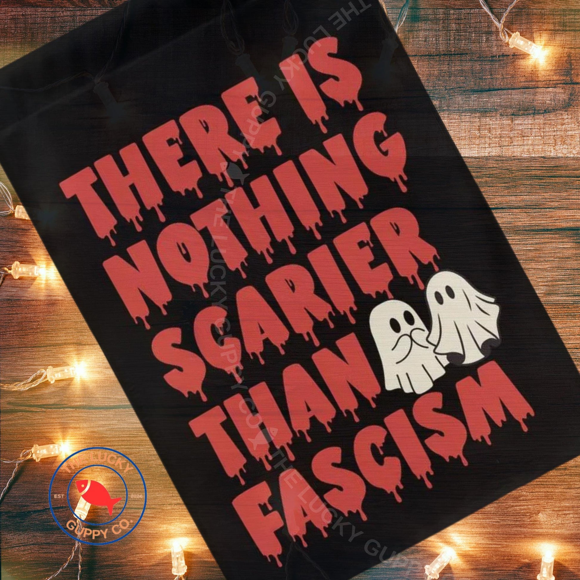 Nothing Scarier Than Fascism Liberal Halloween Garden Flag, Spooky Feminist Witch, Boil the Patriarchy Yard Sign, Anti Trump Halloween Decor
