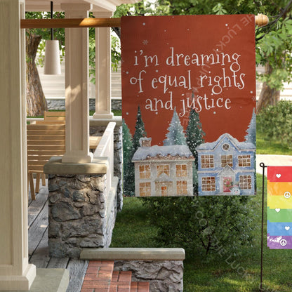 I'm Dreaming of Equal Rights and Justice Liberal Christmas Flag, Holiday Lights Human Rights, Rejoice in the Birth of a Liberal Immigrant